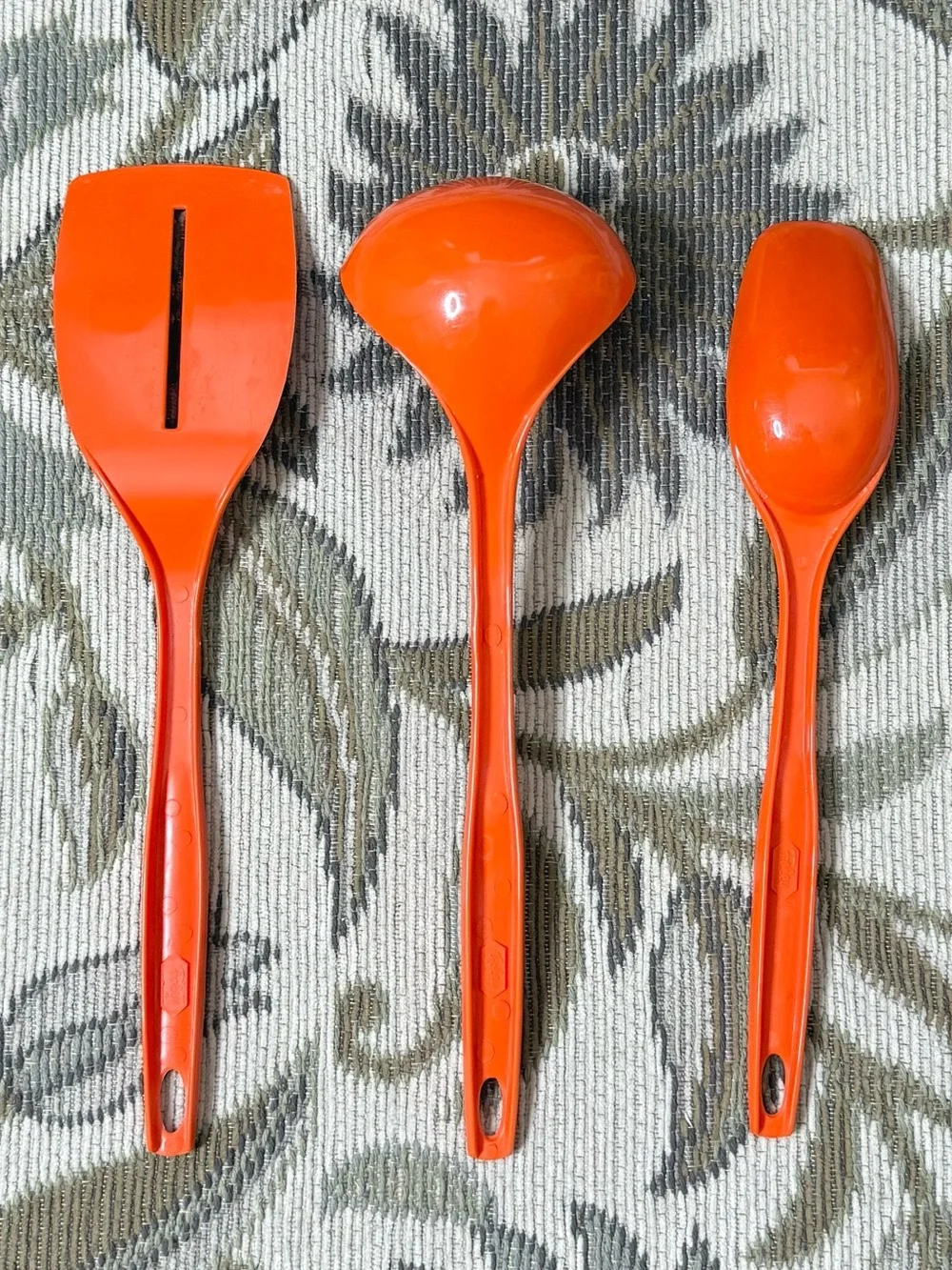 3 Vintage Cooking Utensils Plastic Orange Serving Kitchen Foley
